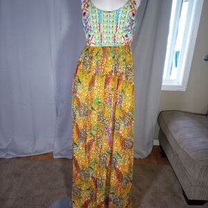 RAGA Green Scoop Neck Sleeveless Sundress Maxi